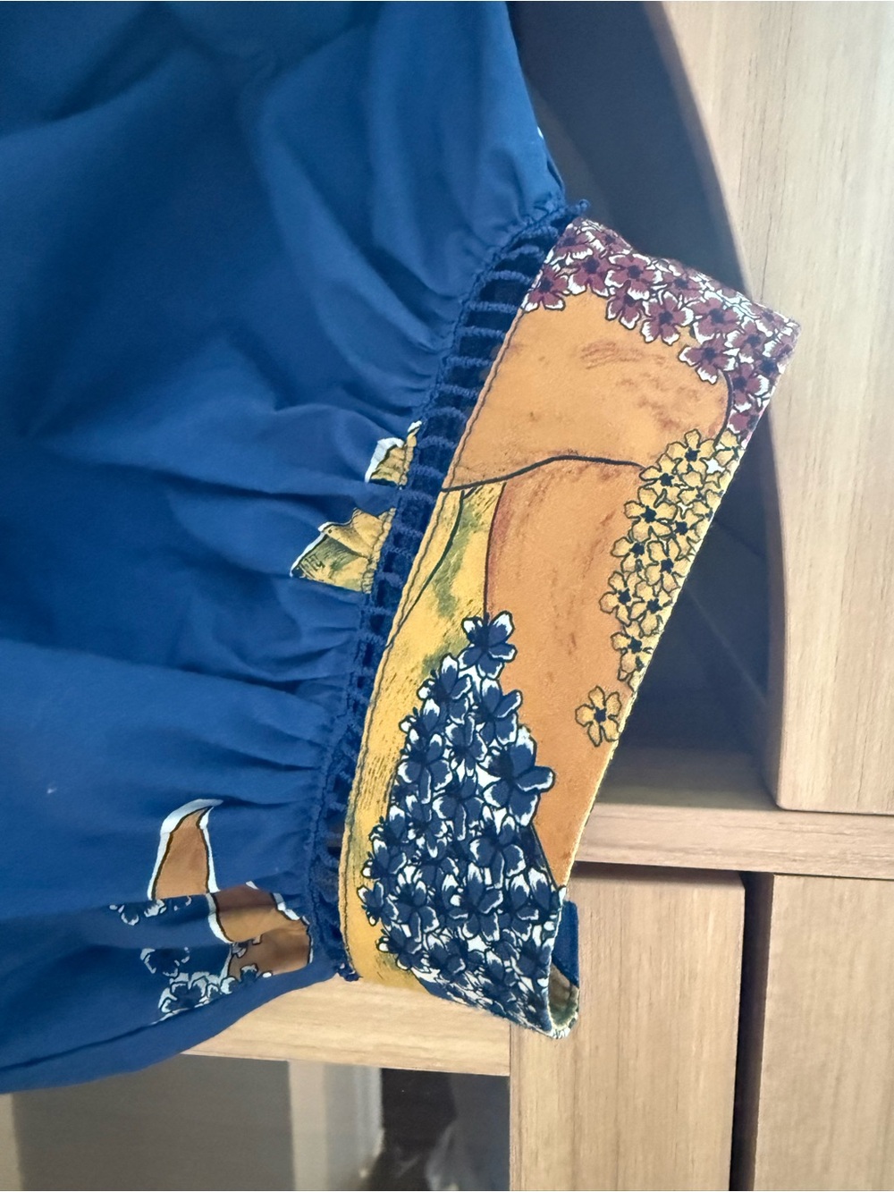 RARE FARM RIO Blue Floral Bananas 🍌 & Mermaids🧜🏼♀️ Midi Dress SIZE SMALL - Picture 11 of 12